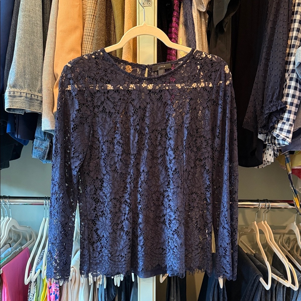 J Crew Navy Lace Top